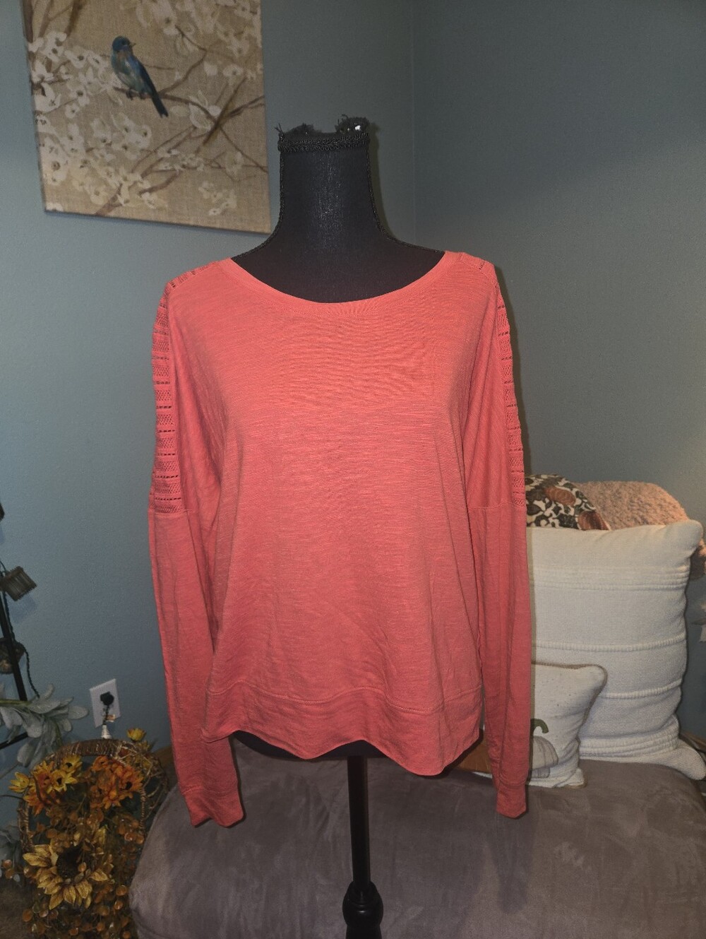 Prana Coral Openwork Sleeve Lightweight Pullover